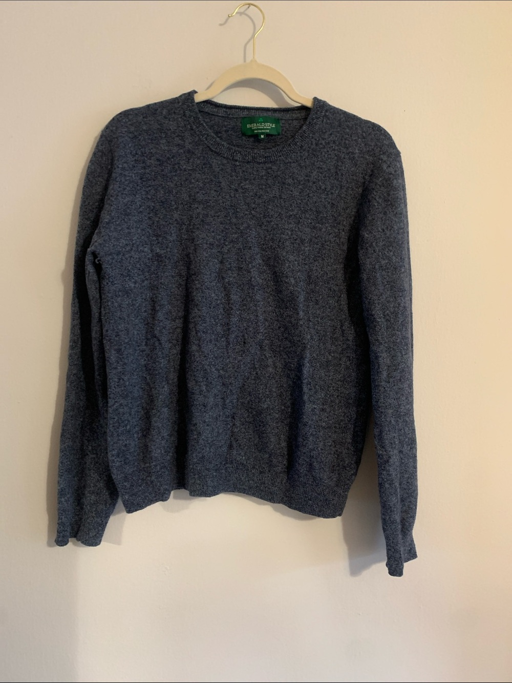 EMERALD STYLE 100% Wool Women's Crewneck Sweater - Heather Charcoal - M
